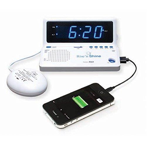 Sonic Alert Rise n Shine Travel Dual Alarm Clock w/ Bed Shaker SBT625SS