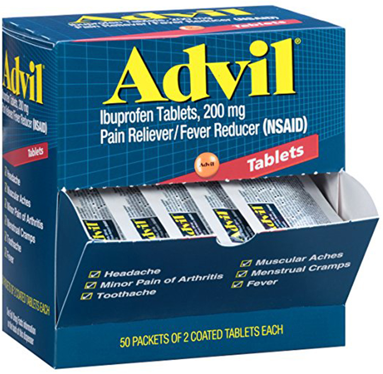Advil Pain Reliever/Fever Reducer Ibuprofen Tablets 200mg (50 Packets