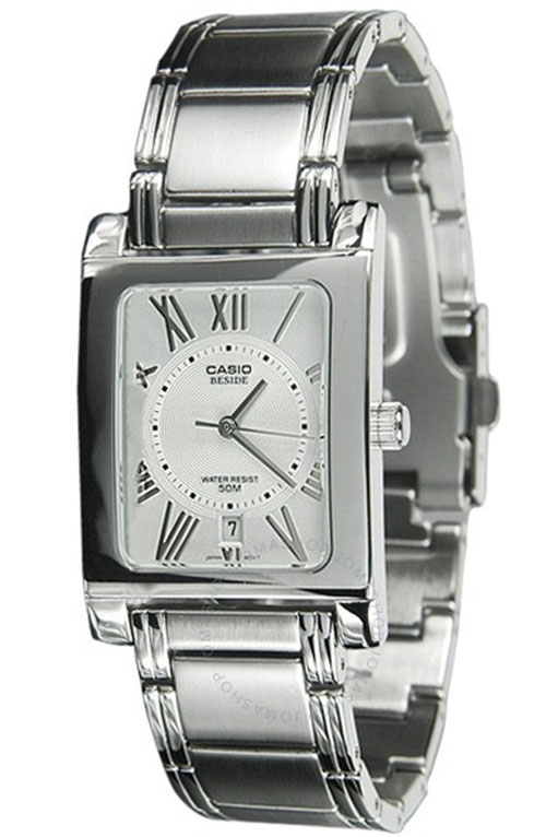 casio analog watch silver