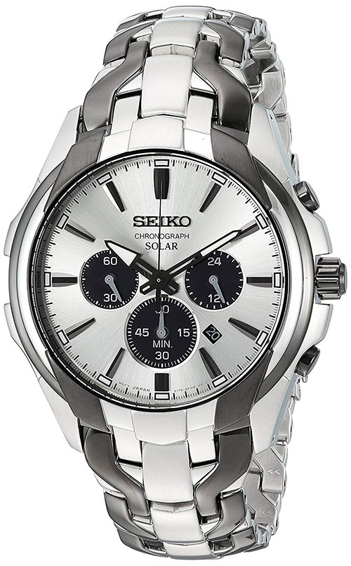 seiko solar chronograph two tone