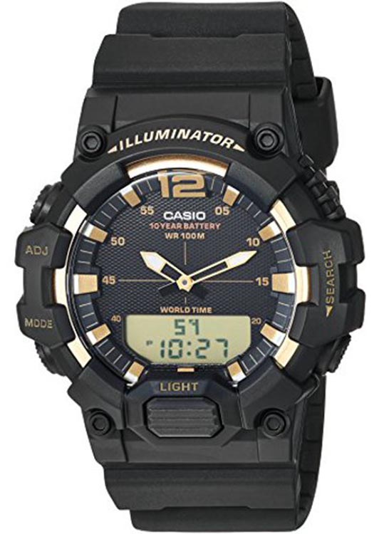 Casio Men's AnalogDigital 10Year Battery 100m Black Resin Watch
