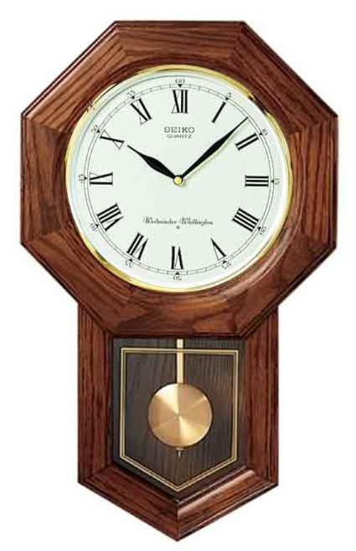 Seiko Schoolhouse Analog Quartz Solid Oak Case Chiming Wall Clock QXH102BC eBay