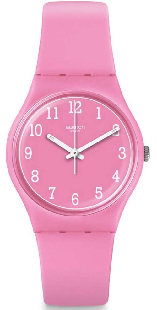 Swatch Men's Pinkway Quartz Pink Plastic/Pink Silicone Watch GP156