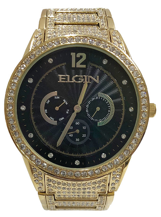 elgin iced out watch