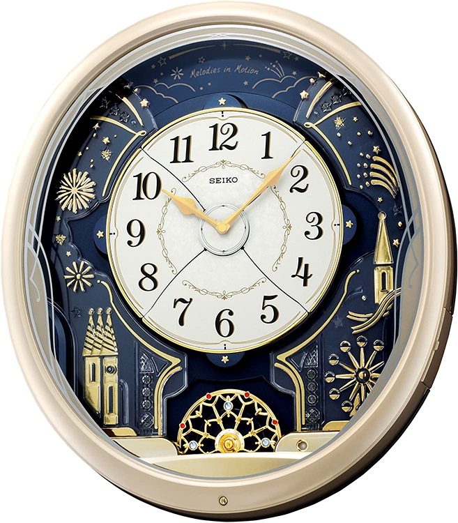 Seiko Starry Night Melodies In Motion Swarovski Crystals Wall Clock
