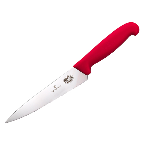 Victorinox Fibrox Pro Chef S 6in Serrated Kitchen Knife Red 5 2031 15 Ebay